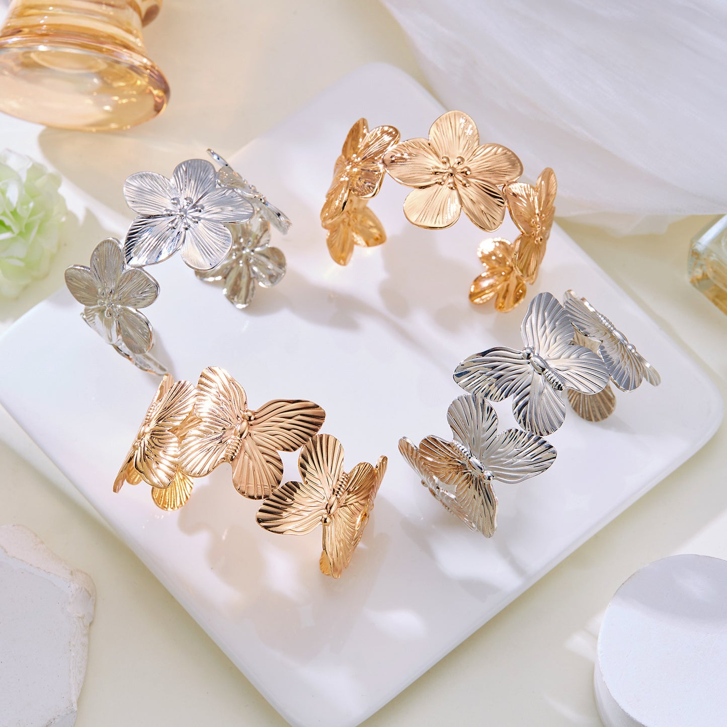 Golden Butterfly Flower Summer Beach Holiday Bracelets