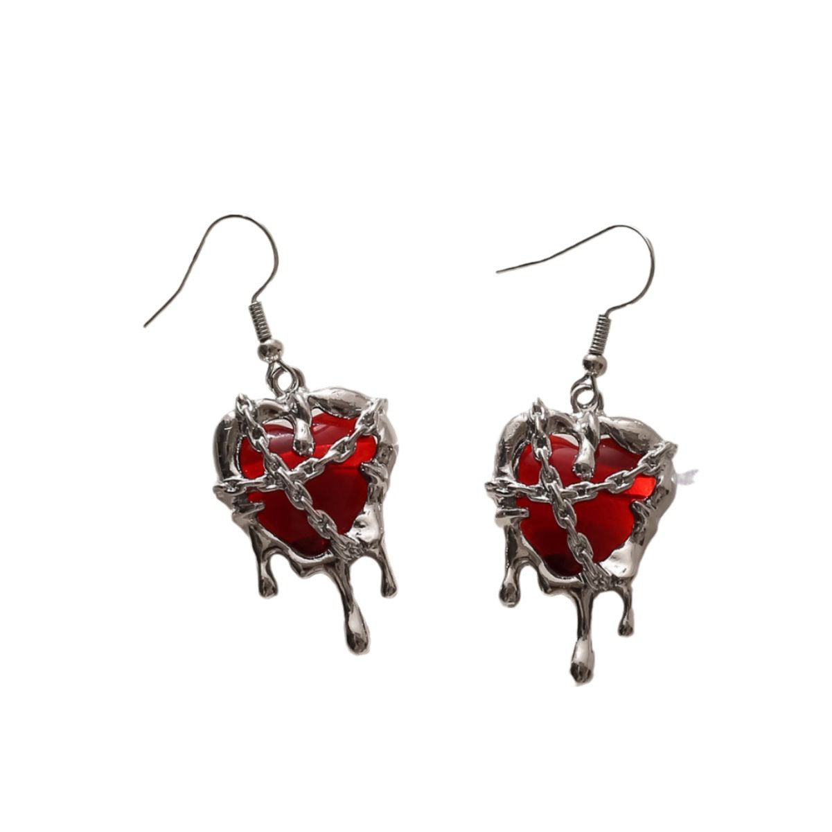 Creative Abstinence Series Dark Style Lava Love Hip Hop Heart-shaped Earrings