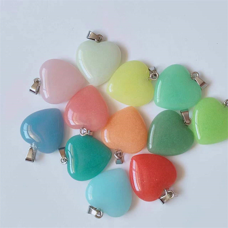 Stone Love Crystal Agate Heart Peach Pendants