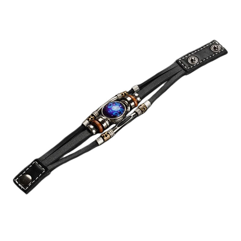 Twee Constellation Luminous Couple Leather Rope Brace Lace Simple Bracelet