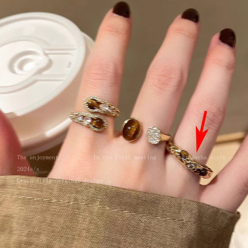 Pearl Zircon Butterfly Female Niche High-grade Light Luxury Couple Temperament Ring
