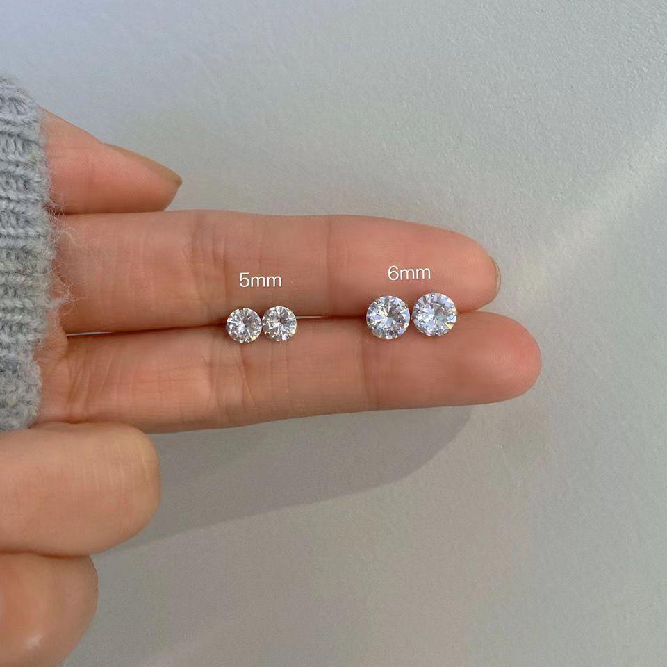 Women's & Men's Single Diamond Kind Of White Fungus Earrings