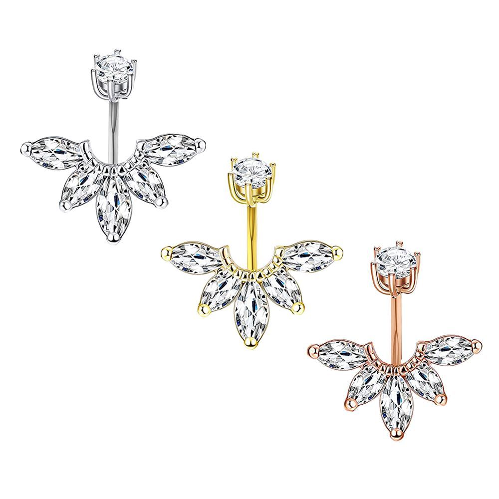 Double-headed Zircon Navel Human Body Puncture Double Zirconium Stud Earrings