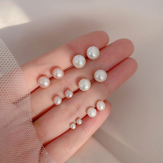 Women's Imitation Shell Pearls Freshwater Pearl Flat Earrings