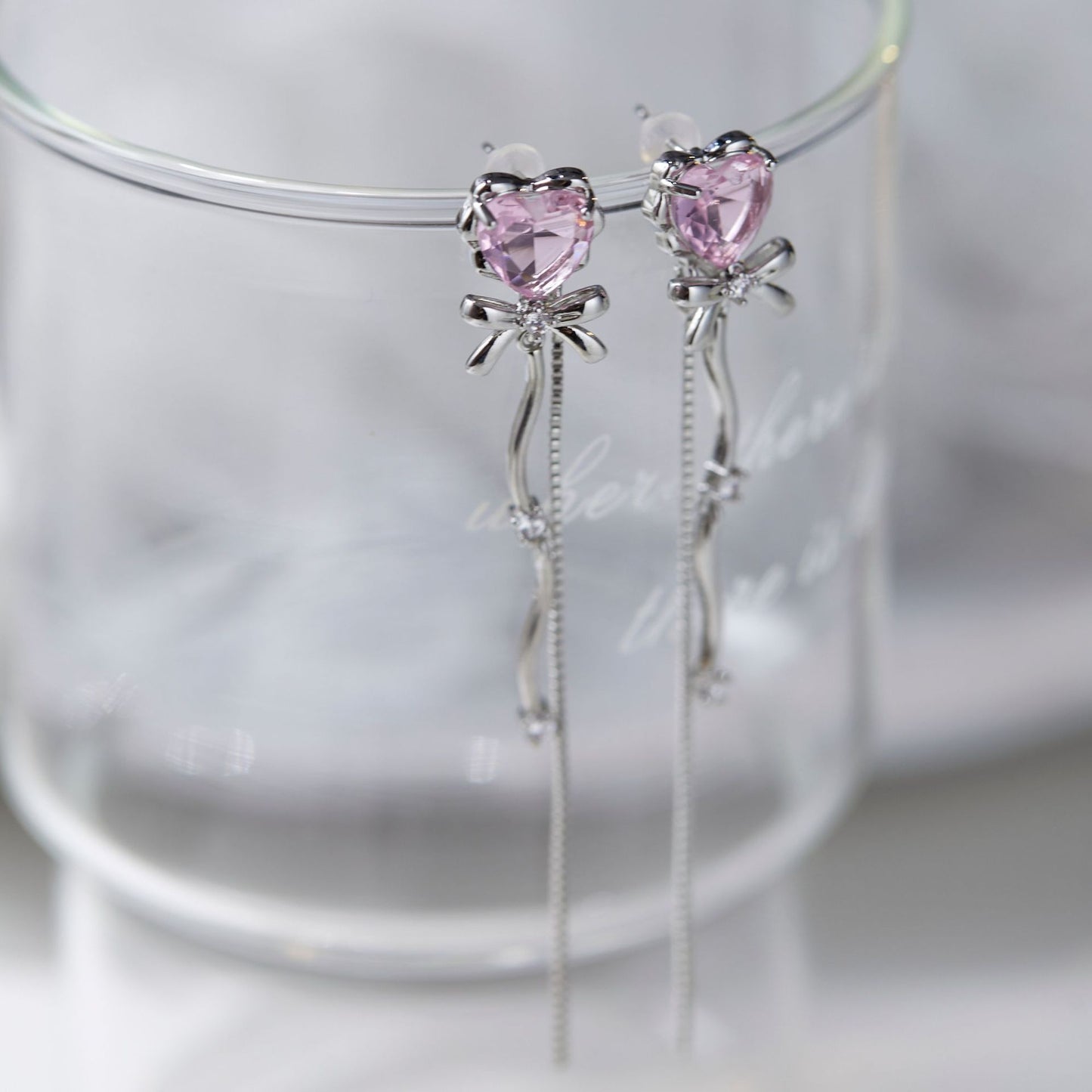 Confession Two-color Optional Elegant Heart Zircon Tassel Mosquito Earrings