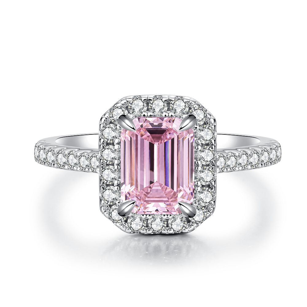 Ice Flower Cut Female Pink Diamond Rings