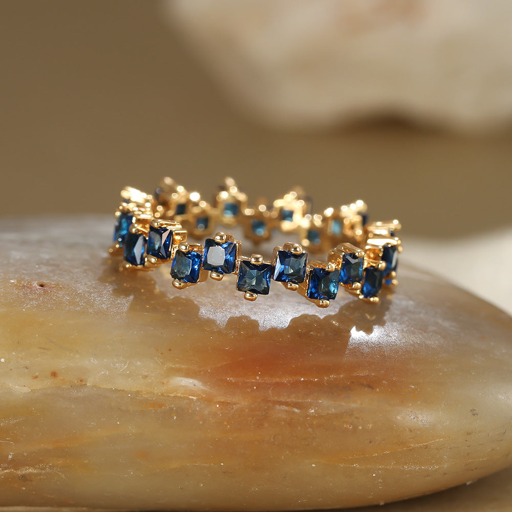 Dislocation Diamond Square Zircon Creative Gold Rings