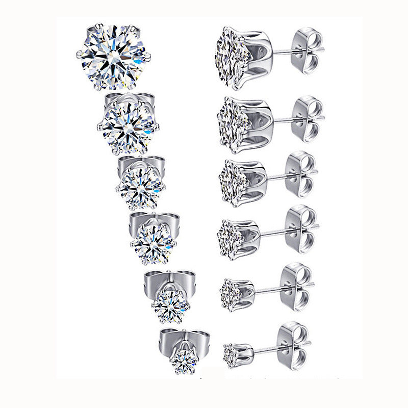 Women's & Men's Personalized Trendy Stainless Steel Rhinestone Zircon Electroplated Stud Earrings