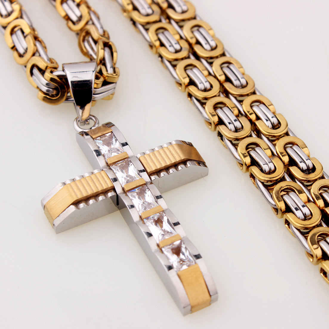 Men's Titanium Steel Cross High-grade Diamond Hip Hop Stainless Necklaces