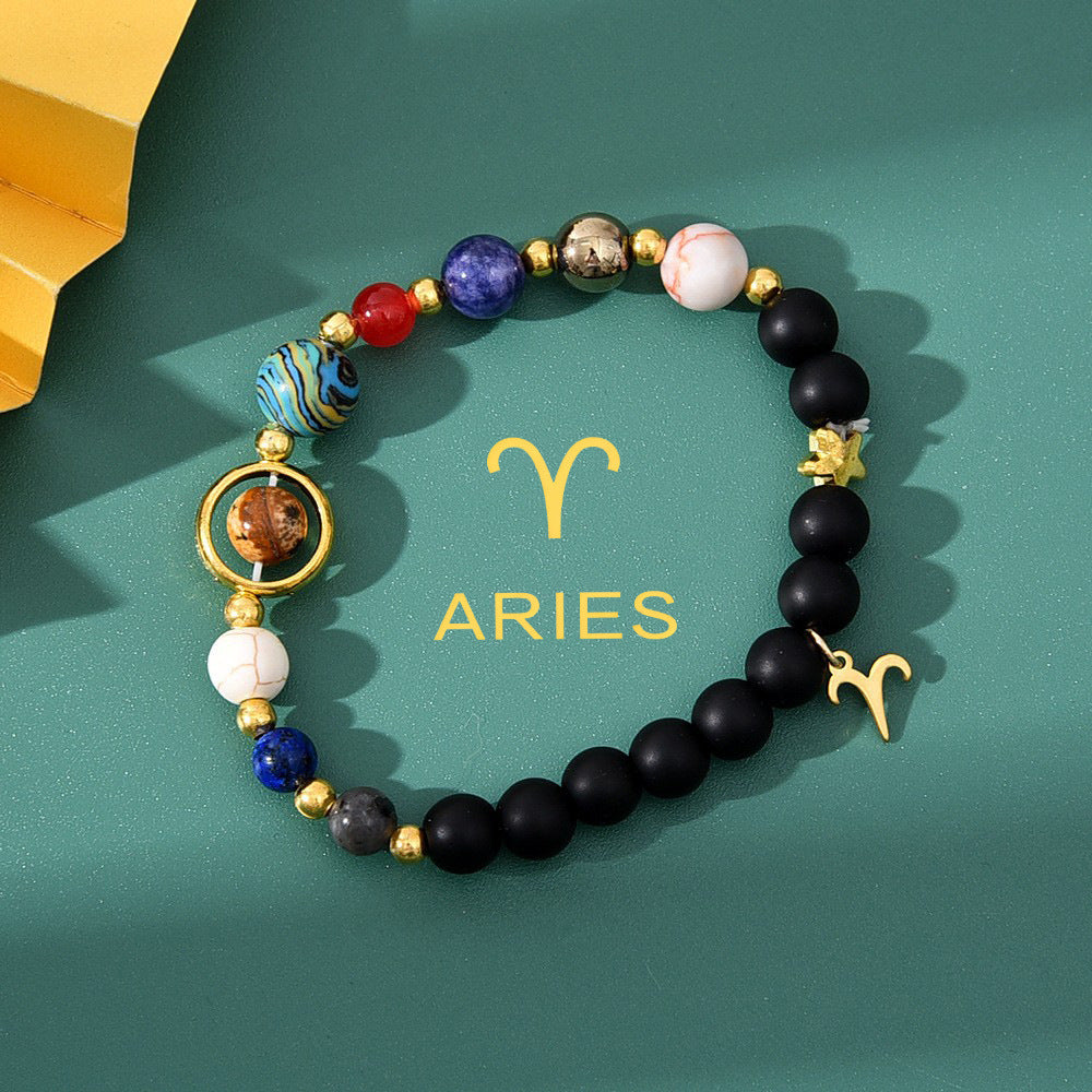 Planets Twee Constellations Natural Stone Blue Black Bracelet