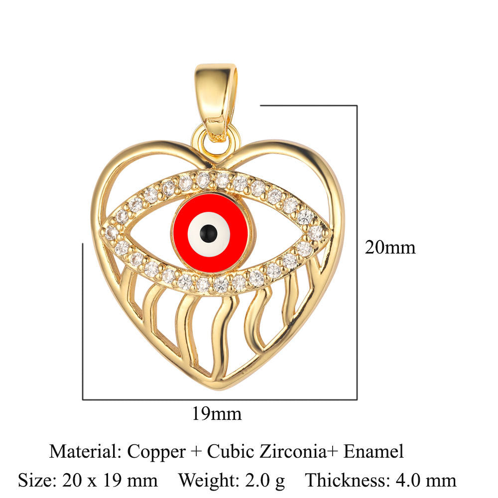 Rose Copper Zircon Crown Love Eyes Pendants