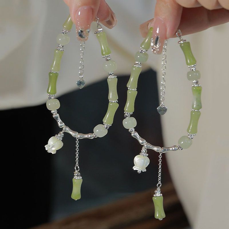 Big Flat Buckle Simple Female Lucky Beads Bracelet