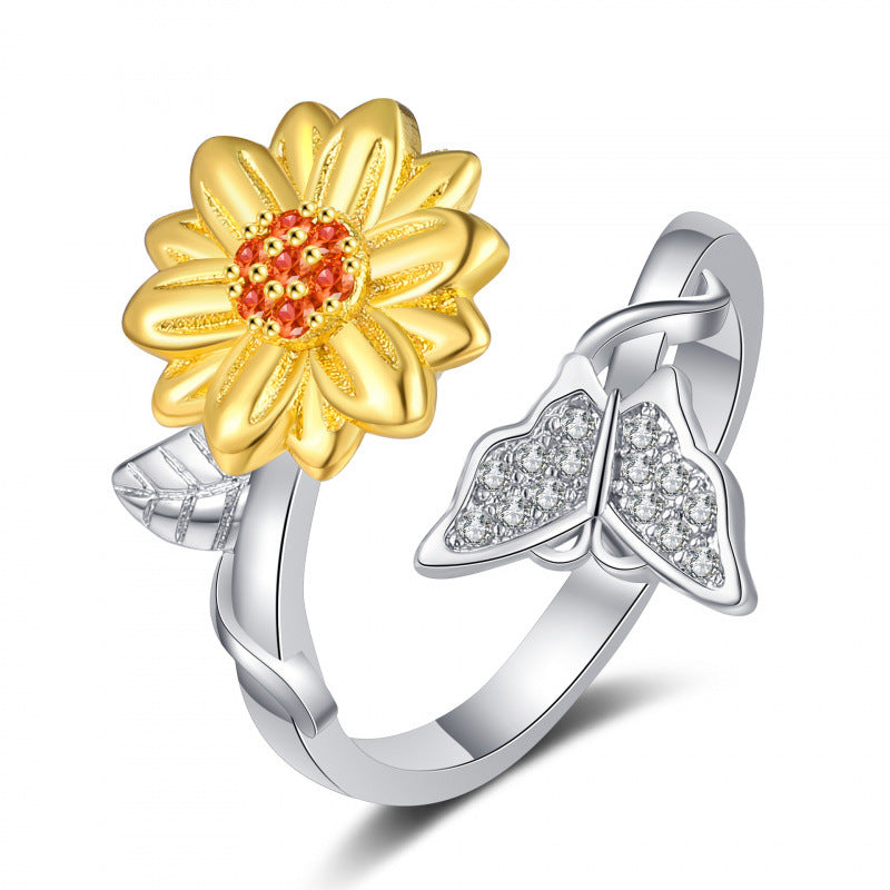 Women's Rotatable Design Fashion Personality Trendy Cold Light Rings