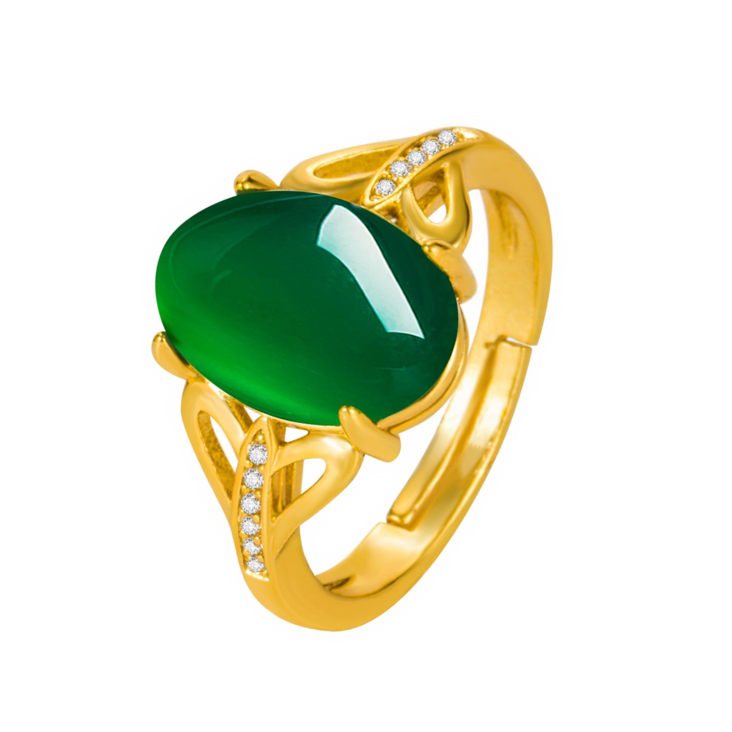 Variety Of Creative Green Agate Open Simple Retro Rings