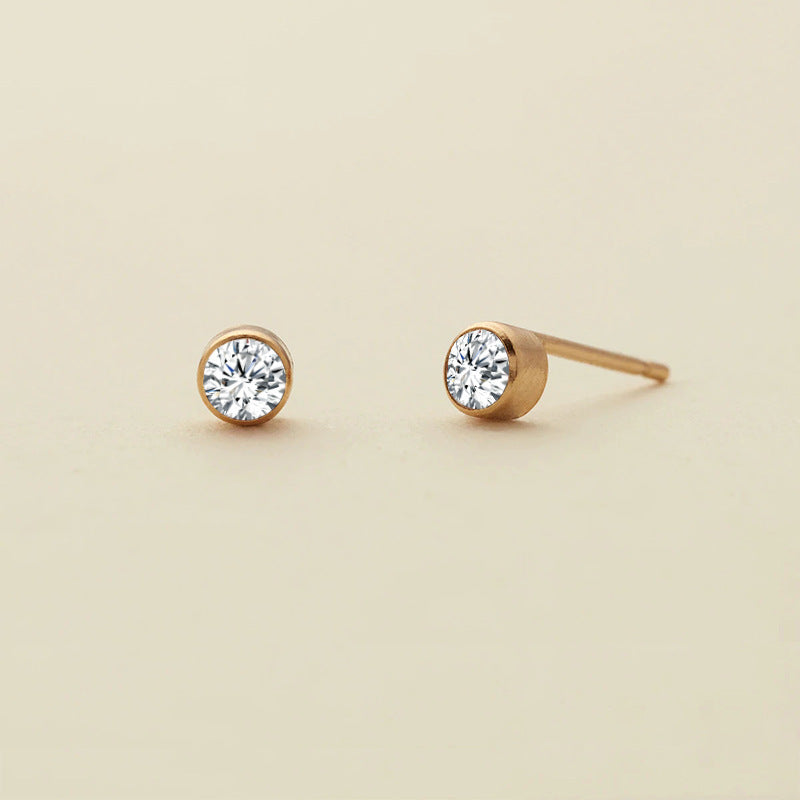 Rhinestone Color Niche Stainless Steel Gold Plated Ear Stud Earrings