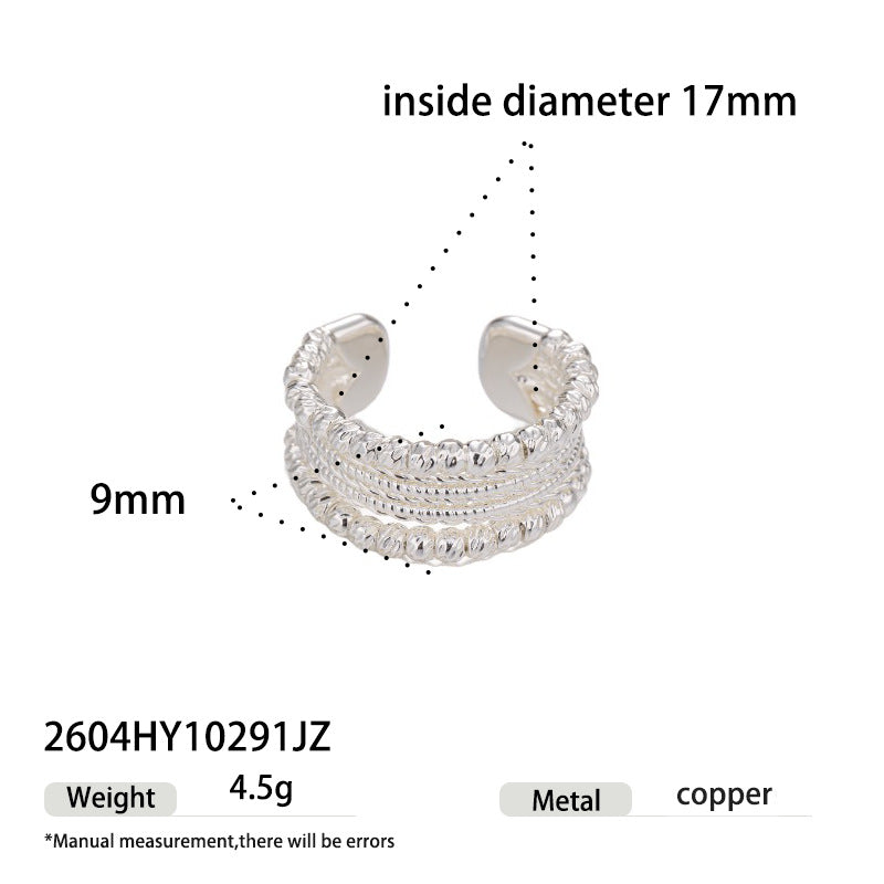 Sier Light Luxury High Sense Design Open Adjustable Zircon Ring