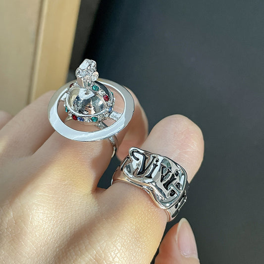 Wide Buckle Shape Drip Glazed Open Rings