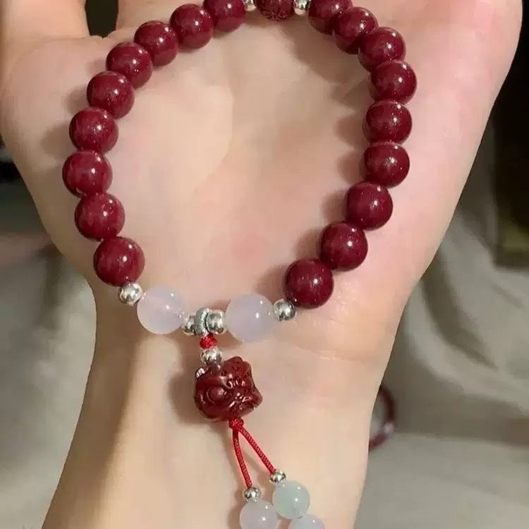 Welfare Chinese Cinnabar Fu Lu Female Bracelet