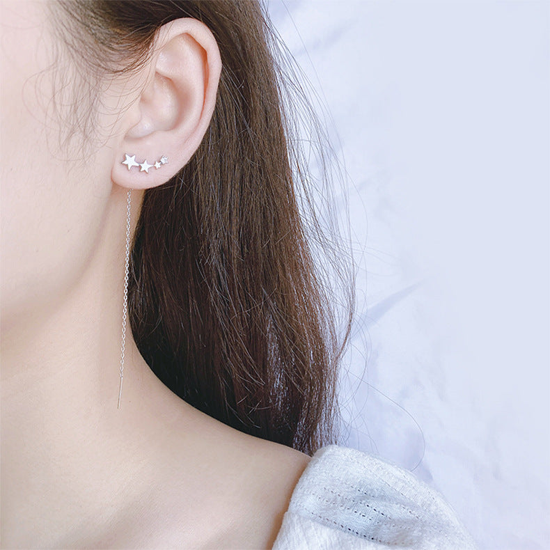 Trendy Sky Shining Star Sterling Sier Gradient Pcs Pentagram Zircon Ear Line