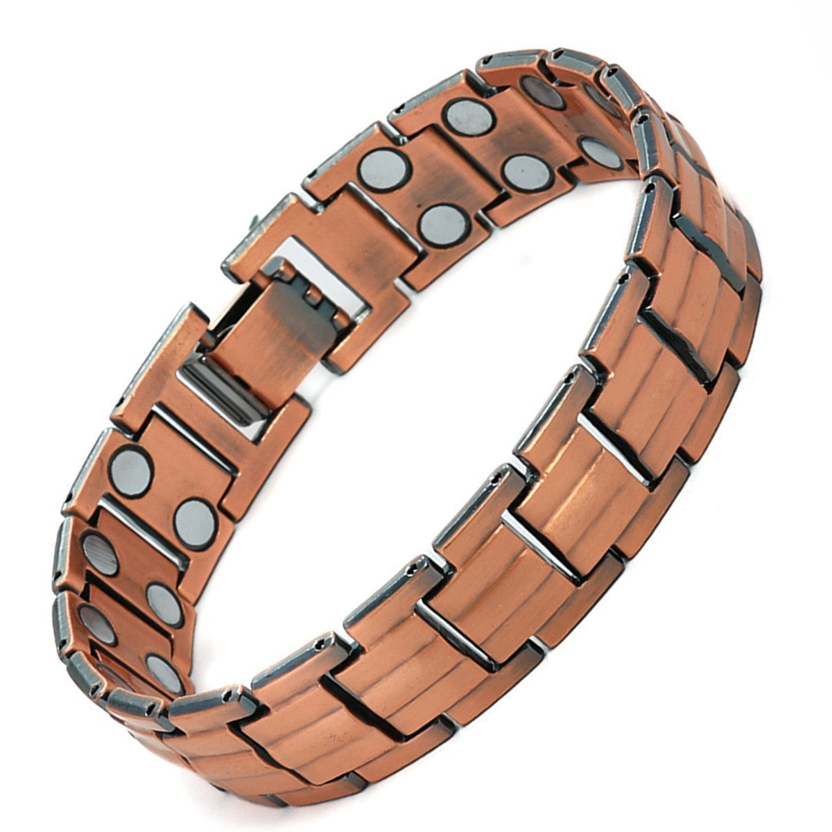 Men's Metal Bronze Magnet Retro Wide Row Bracelets
