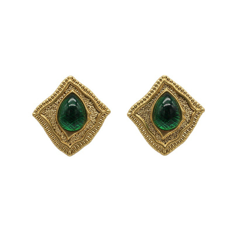 Sier Pin Handmade Colored Glaze Jelly Beat Stud Earrings