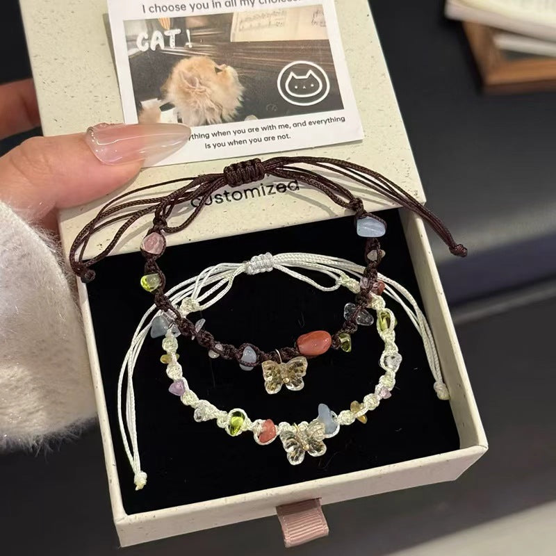 Women's Gravel For Exquisite Design High-grade Hand-woven Girlfriends Carrying Strap Bracelet
