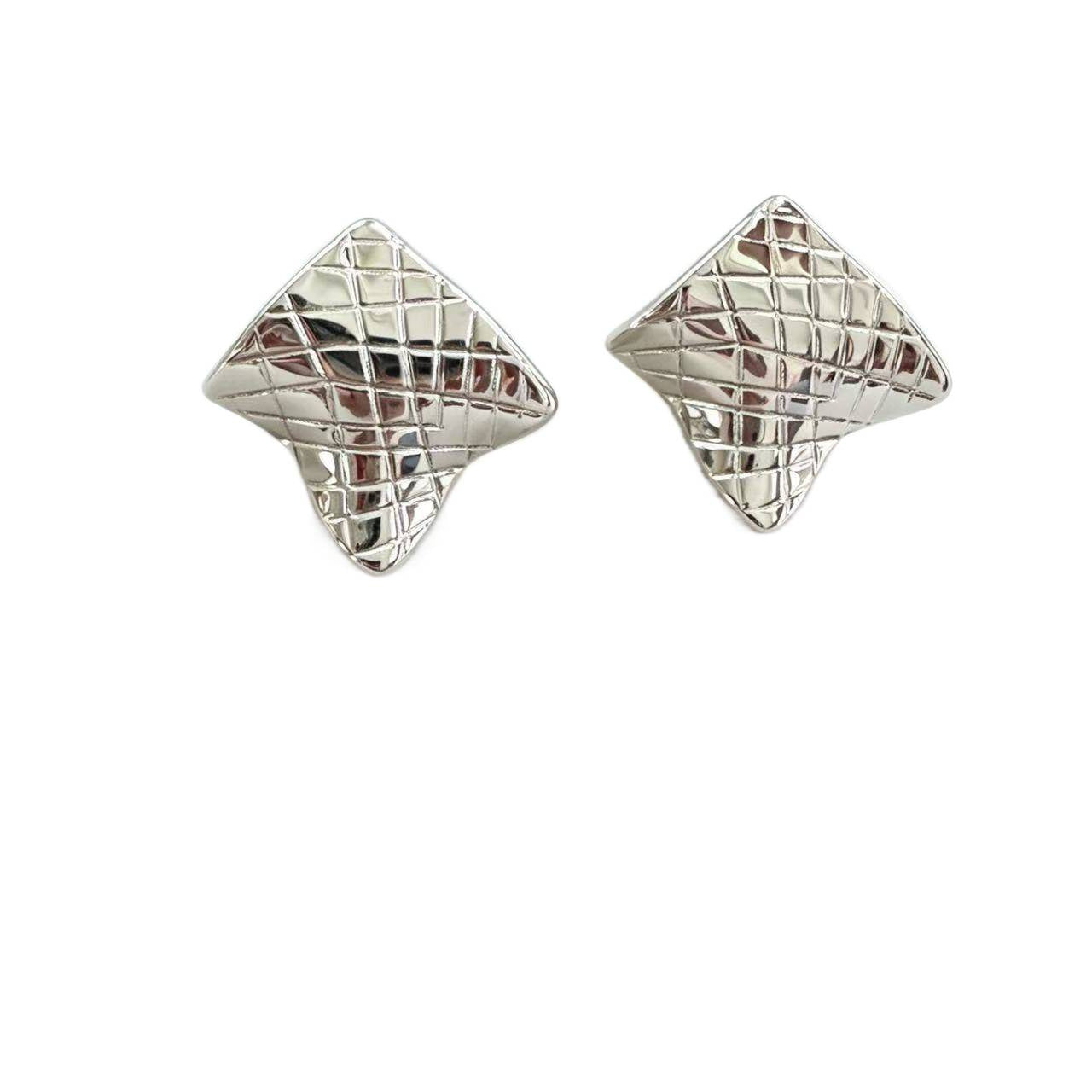 Square Block Irregular Texture Design Sense Niche Stud Earrings