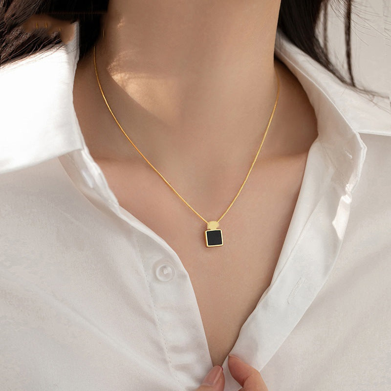 Women's Black Square For Light Luxury Temperament Niche Design Necklace