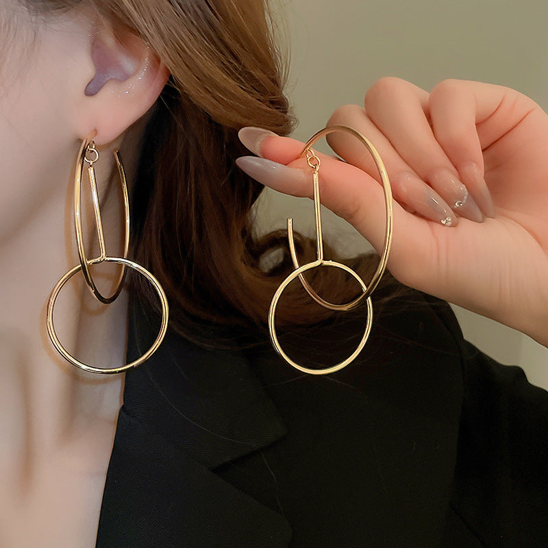 Women's Sier Pin Ear Personalized Minority Elegant High-grade Geometric Earrings