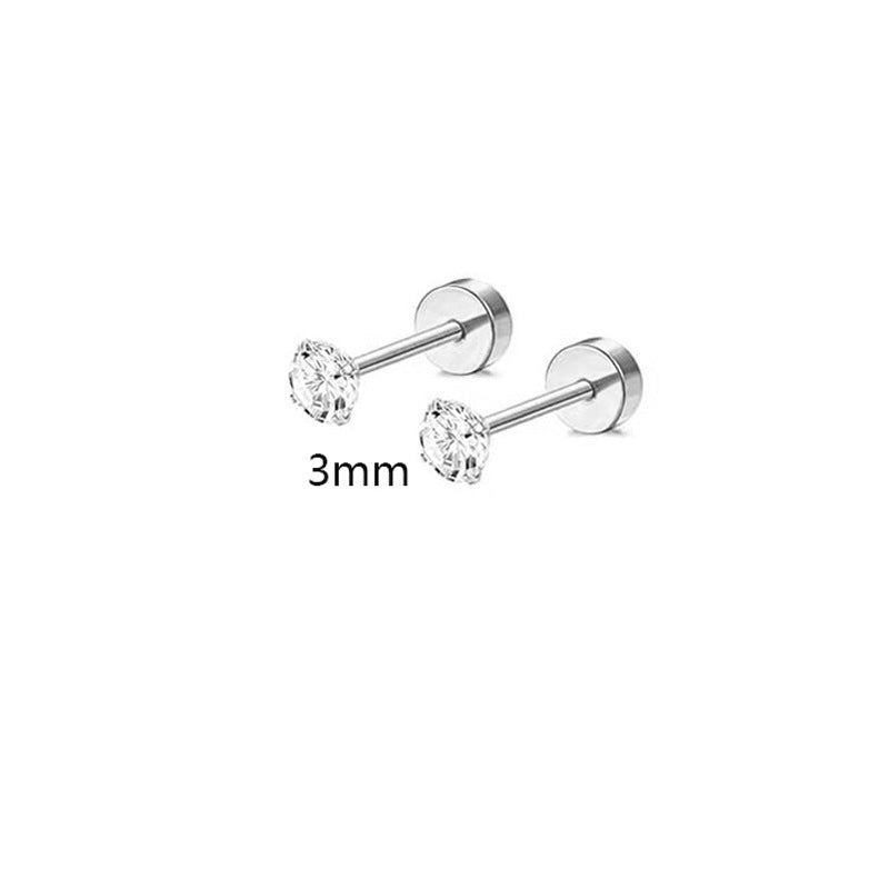 Stainless Steel Piercing Ear Zircon Bone Nose Earrings