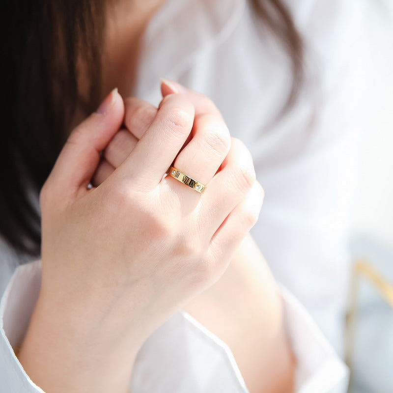 Digital Trendy Fashion Small Fresh Titanium Steel Rings