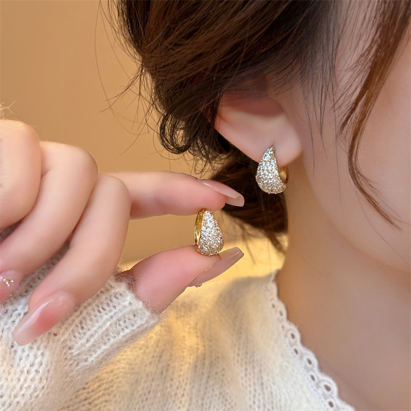 Women's Gold Zircon Hoop High-grade Light Luxury Temperament Earrings