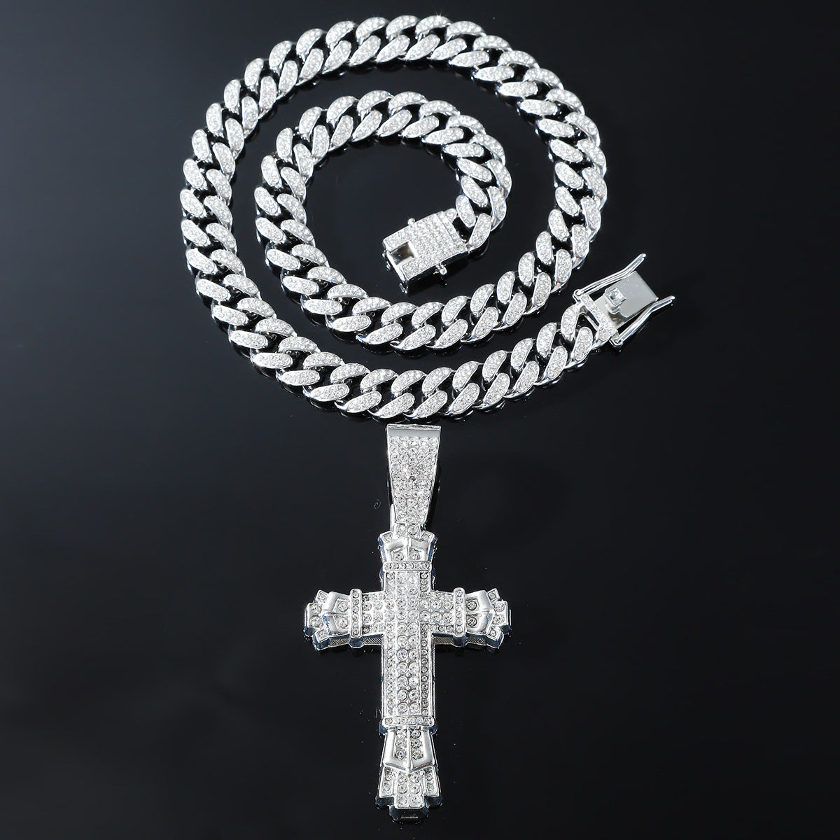 Personality Cross Full Diamond Hip Hop Necklace