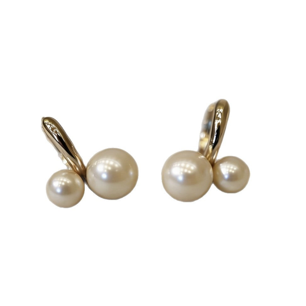 Simple Gentle Mocha Mousse Pearl Small Cherry Stud Earrings