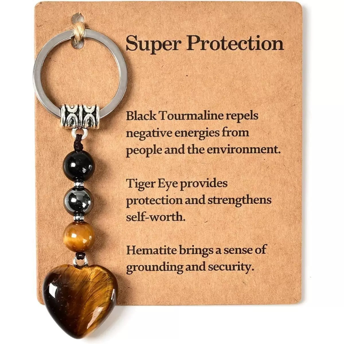 Crystal Key Chain Mixed Color Chalcedony Beaded Steel Rings