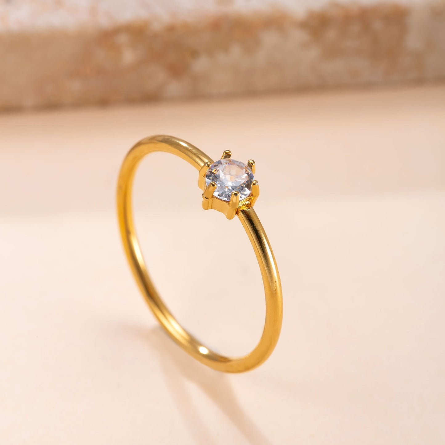 Steel Simple Diamond Couple Korean Fashion Gold-plated Ring