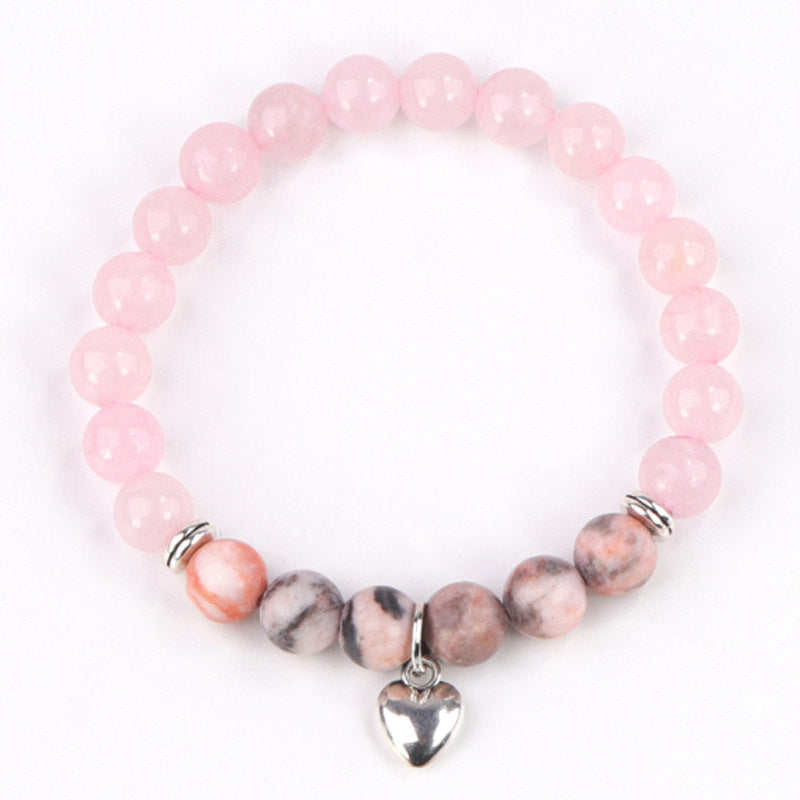 Women's White-barked Pine Pink Crystal Zebra Love Bracelets