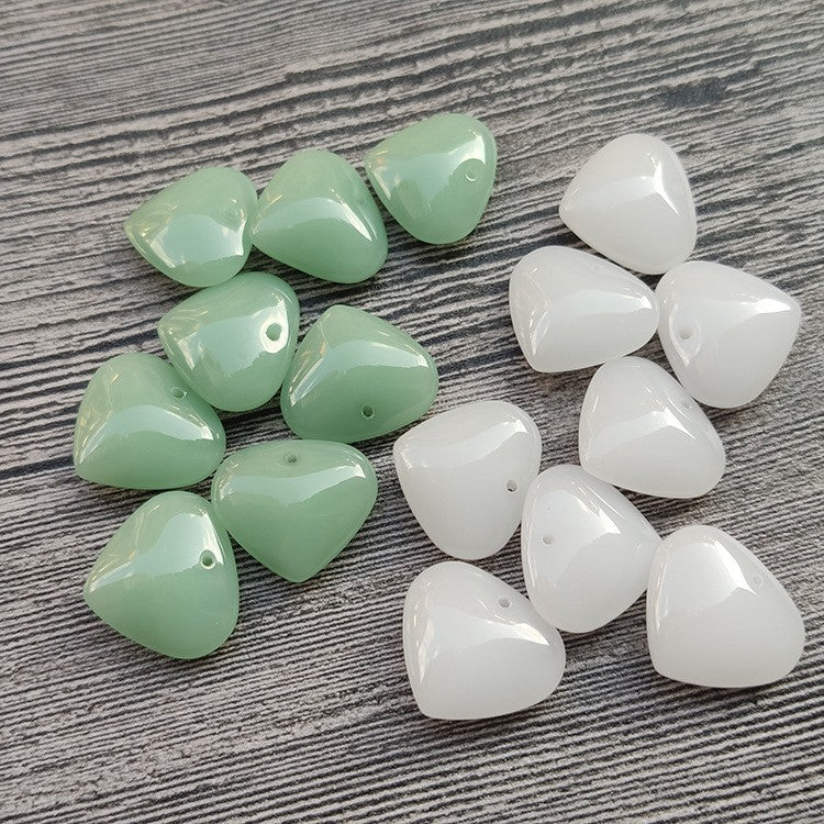 White Jade Emerald Peach Heart Carved Material Necklaces