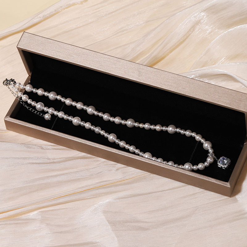 Women's Square Diamond Natural Shell Pearls Pearl Necklaces