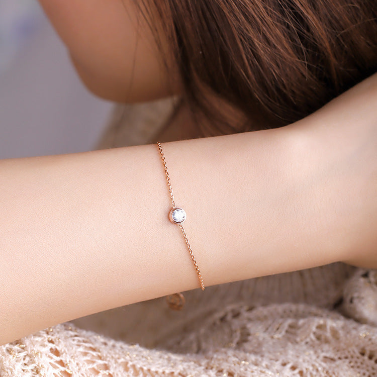 Steel Gold Diamond Fashion Simple Single Adjustable Bracelets