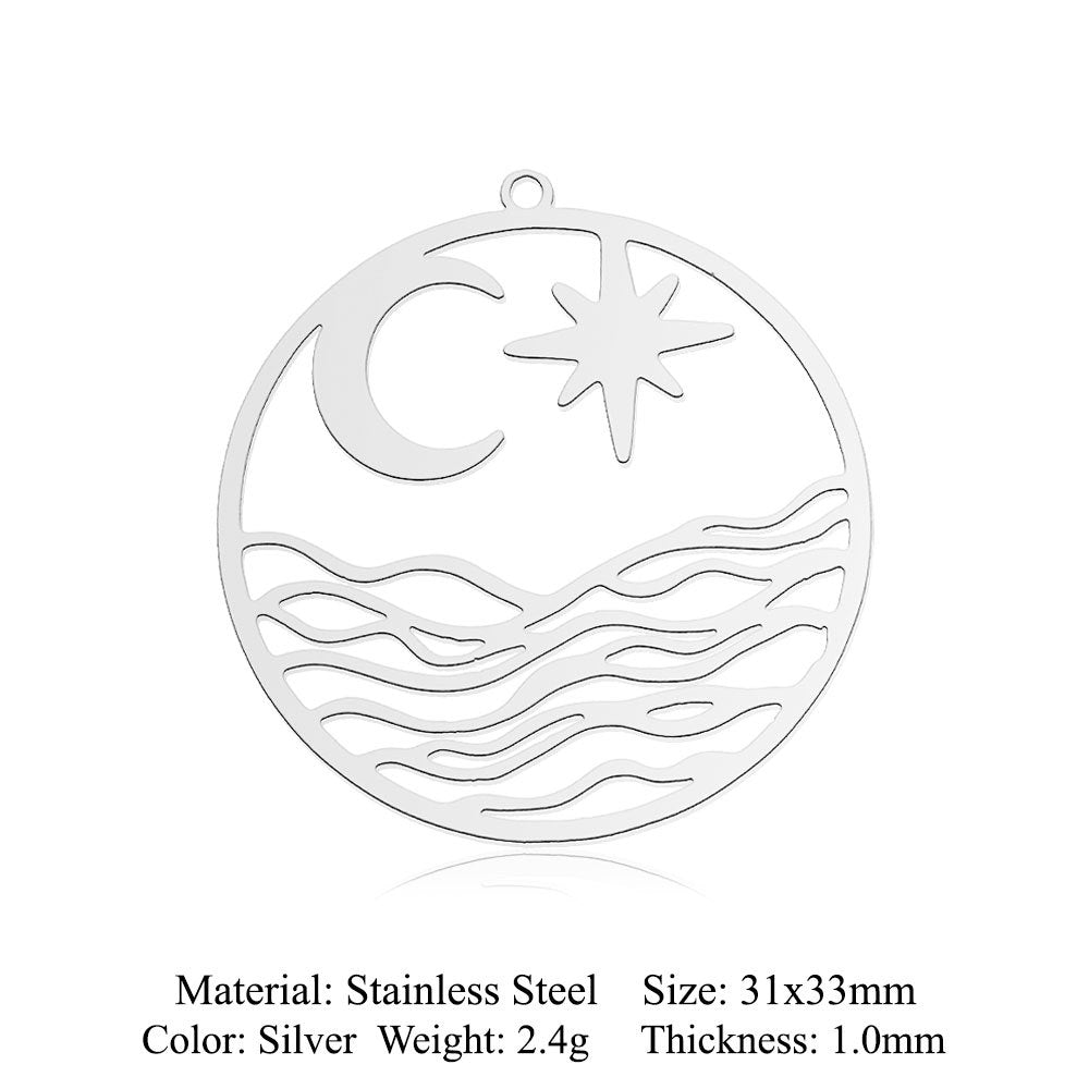 Sunrise Titanium Steel Flower Moon Ornament Pendants