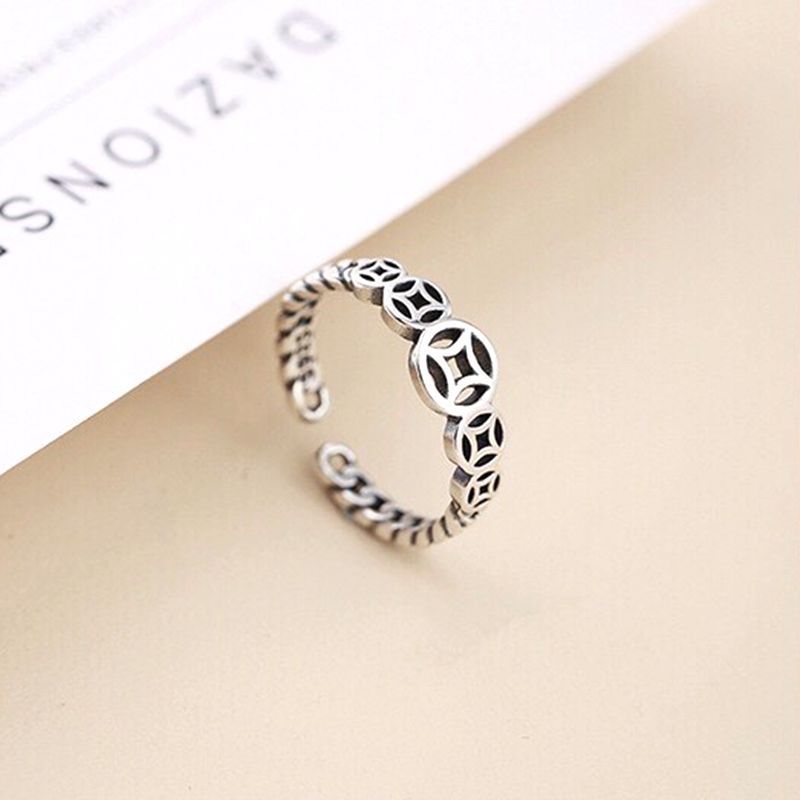 Women's & Men's Copper Coin Plated Emperor Open Argent Pur Hundred Word Index Rings