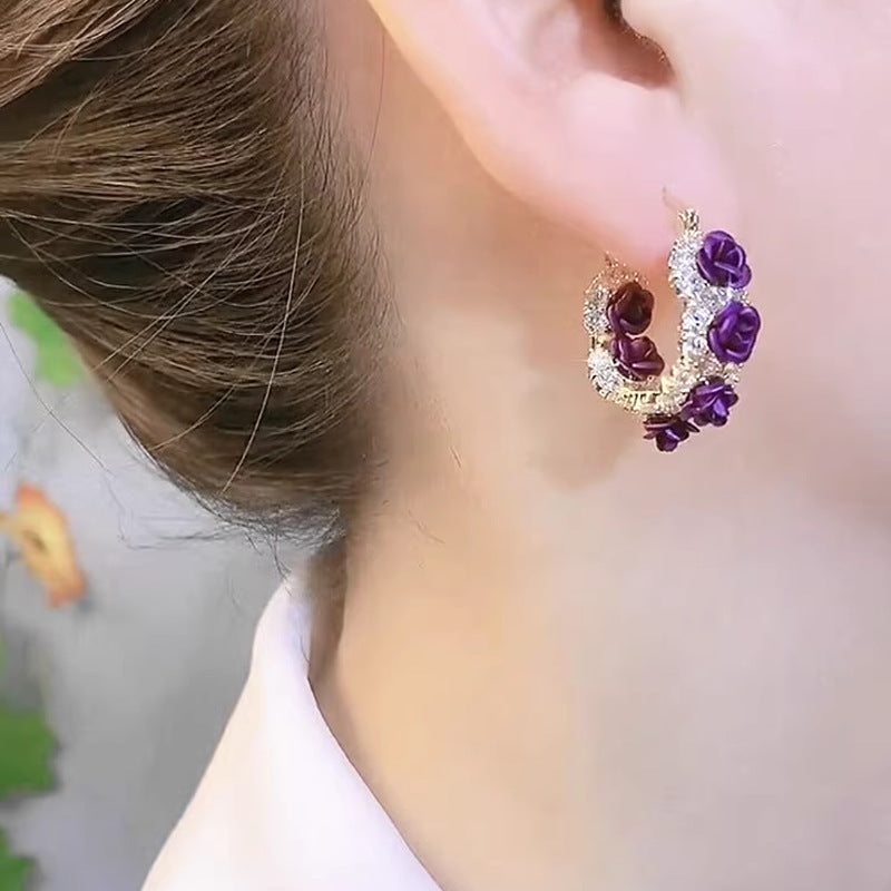 Red Rose Ear Clip Romantic Aura Earrings