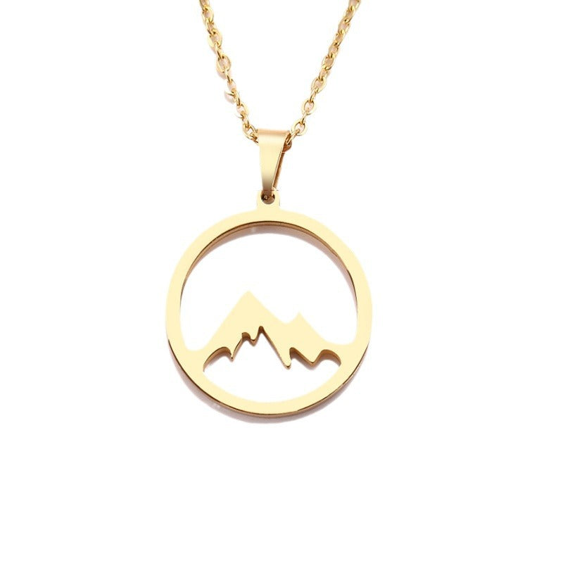 Women's & Men's Plated Stainless Steel Mountain Pillar Snow Necklace