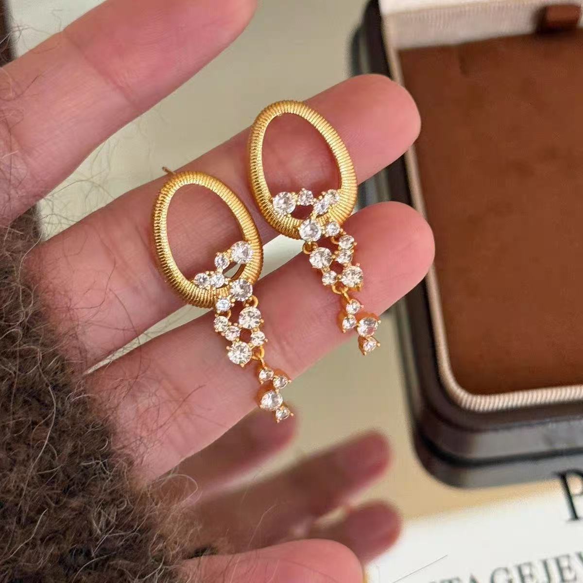 Women's Exaggerated Geometry Metal Circle Tassel Light Luxury High-grade Elegant Ear Earrings