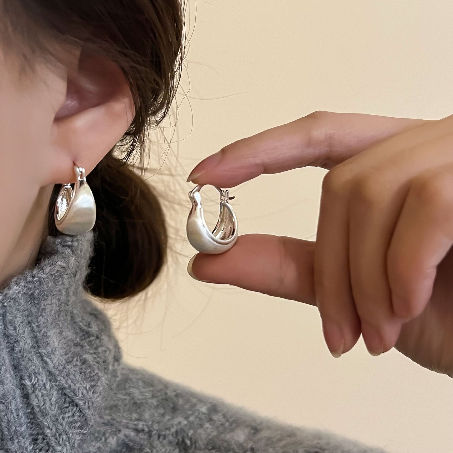 Women's Light Luxury Sier Niche Design Frosty Earrings