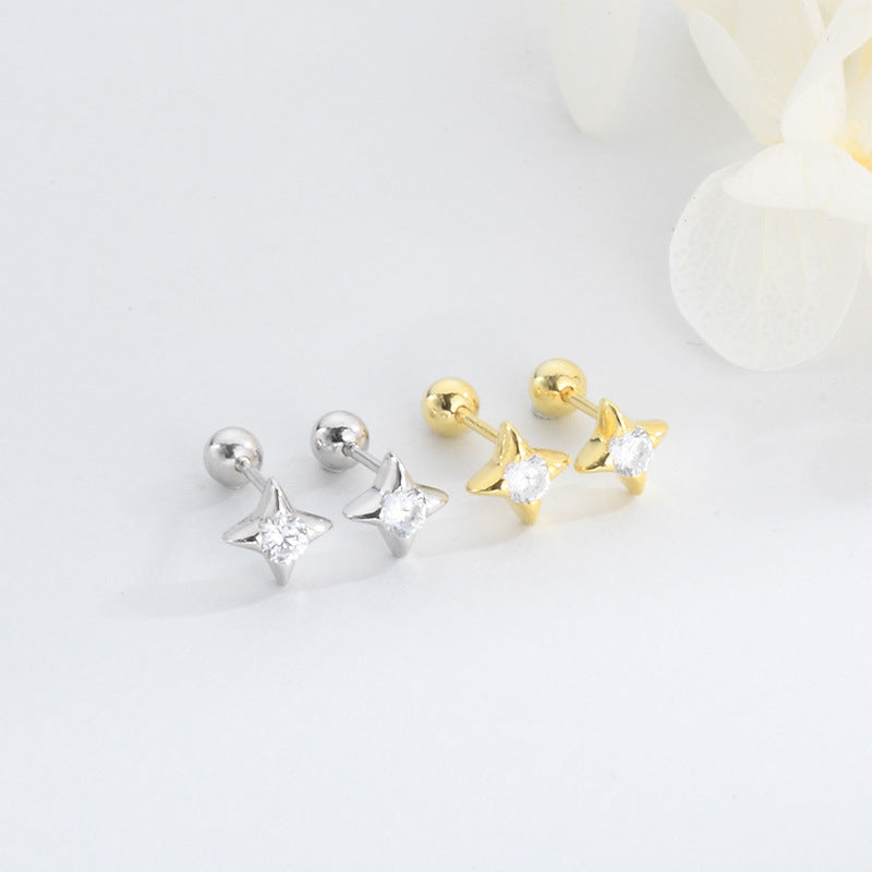 Women's Fungus Bone Nail Minimalist Star Twist Earrings