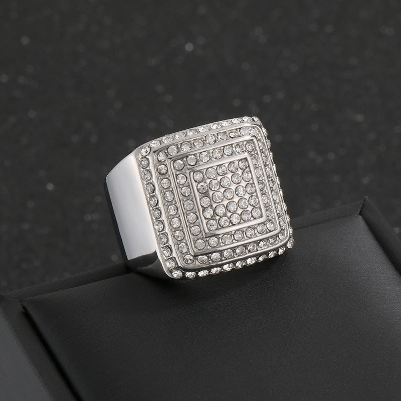 Men's Hop Square Fashion Luxury Vacuum Plating Rings