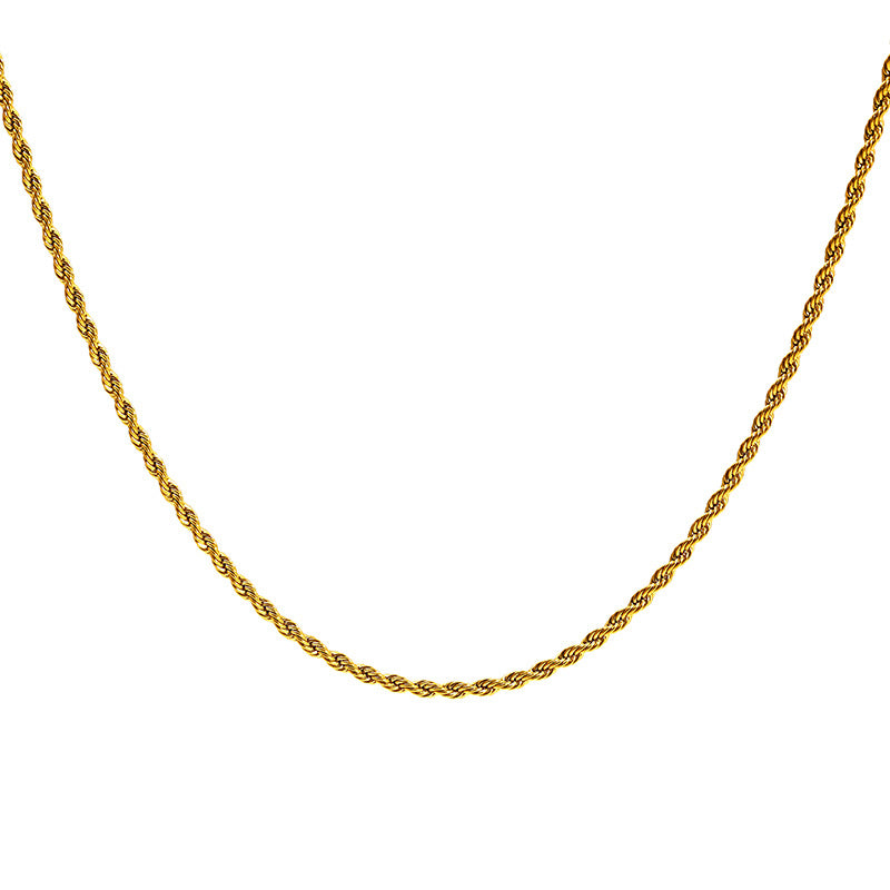 Stainless Steel Figaro Chain Hemp Flowers Water Necklace