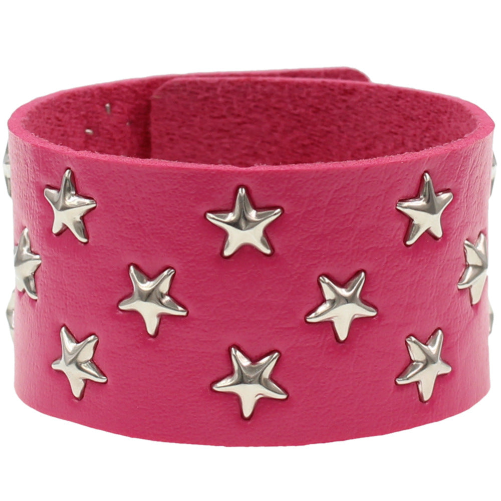 Gothic Leather Personality Rock Five-pointed Star Bracelets